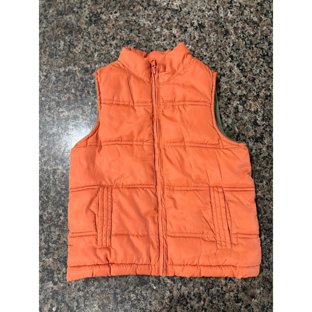 Vertbaudet Kids Orange Puffer Vest Fleece Lined Quilted Zip Up Jacket Size 4Y